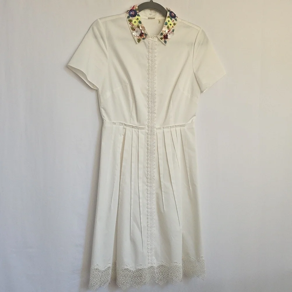 Elie Tahari White Dress w/Lace, Sequins, Rhinestones & Bead Accents. Size 2 - Picture 1 of 13